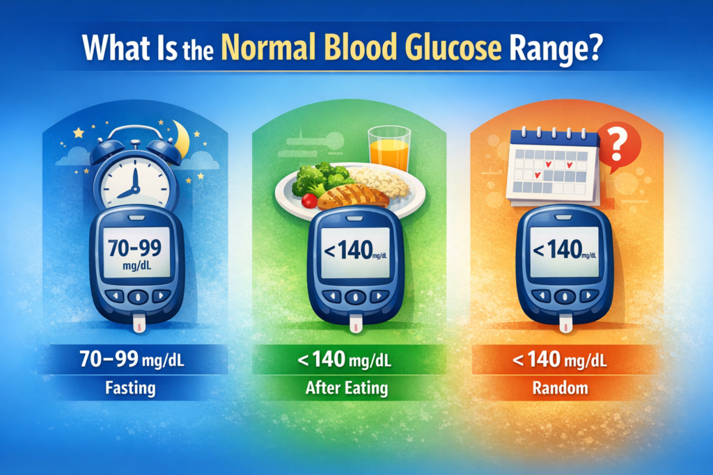 Blood glucose range guide illustration