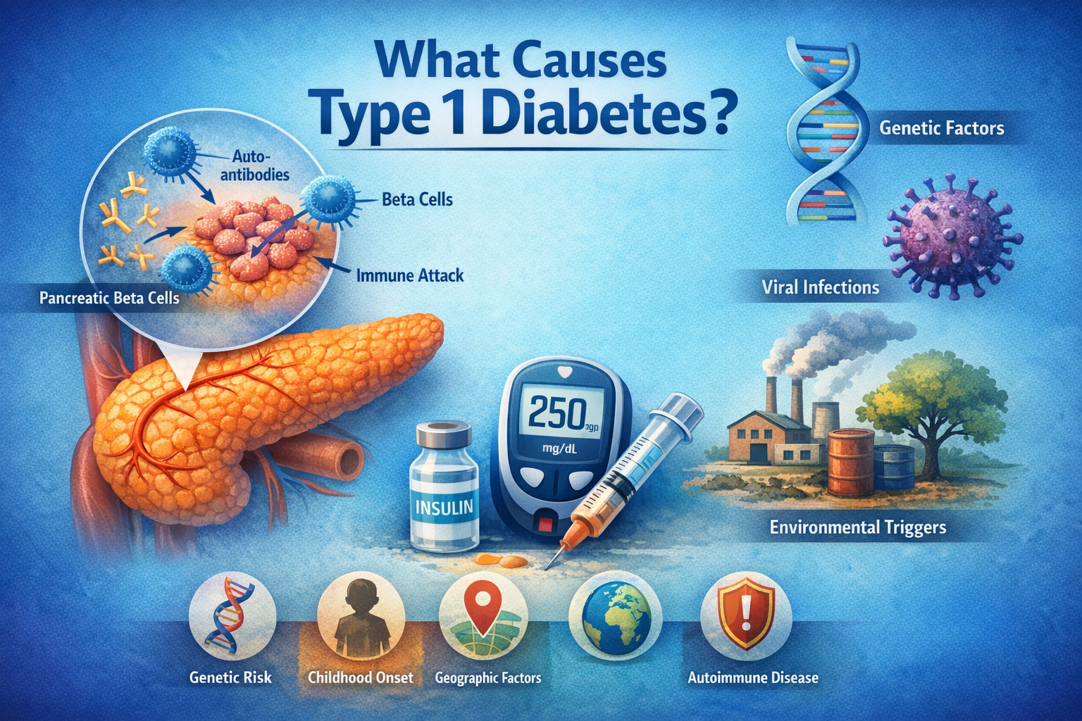 What triggers type 1 diabetes