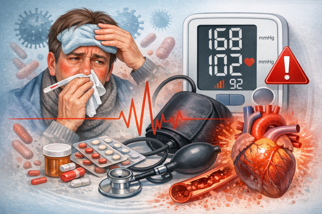 High blood pressure and fever symptoms