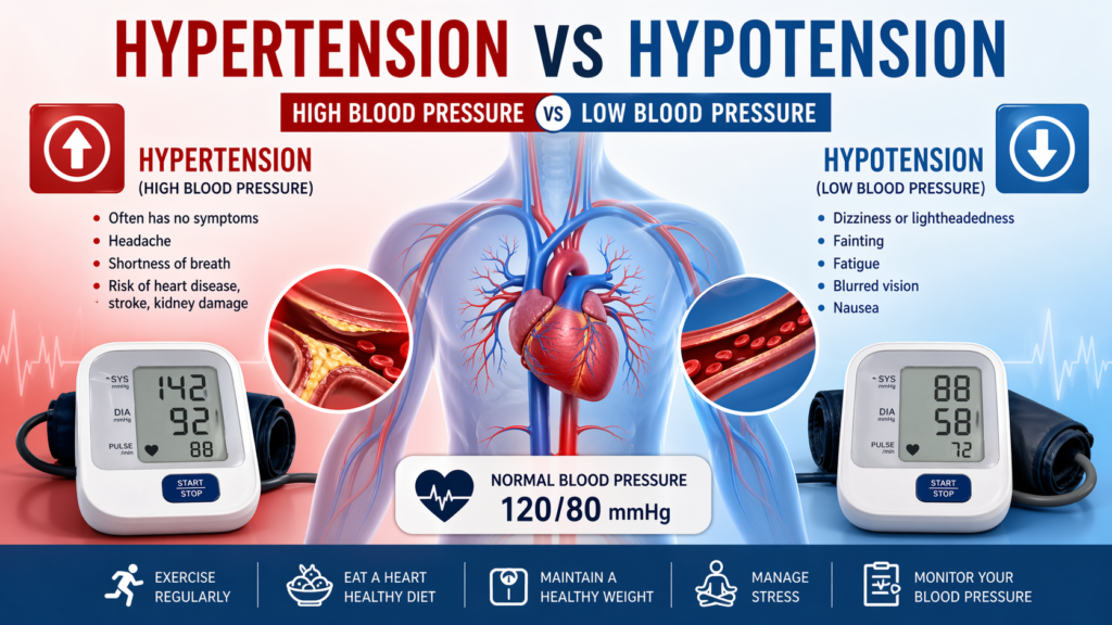 What Is Hypertension vs Hypotension (High vs Low Blood Pressure Explained)